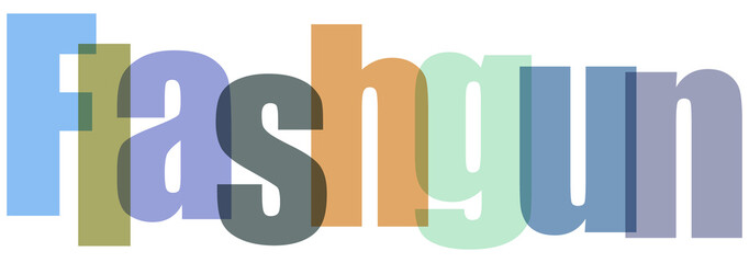 Creative typography of the word flashgun displayed in colorful letters on transparent background © ismaile226