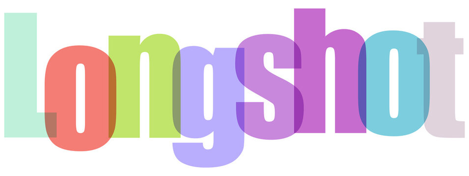 Creative typography longshot text design with gradient colors on transparent background
