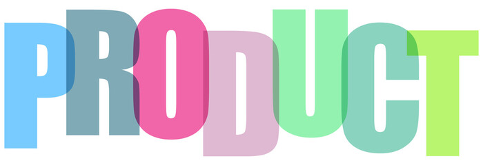 Vibrant typography product text design with colorful letters on transparent background © ismaile226