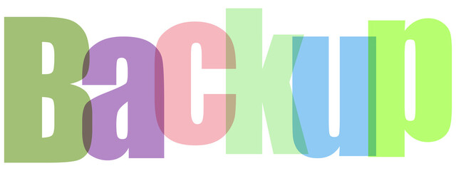 Creative typography design with colorful letters spelling backup on transparent background © ismaile226