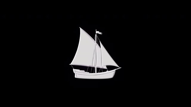 Animated sailboat icon appearing and disappearing with glitch effect