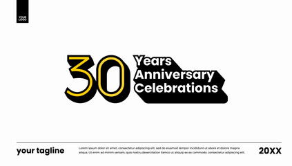 Obraz premium 30th anniversary milestone logo vector template black bold banner