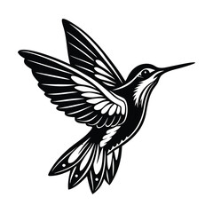 Obraz premium Black and white hummingbird vector illustration