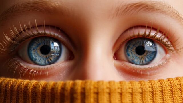 A person with closed eyes wearing a yellow sweater in a peaceful moment