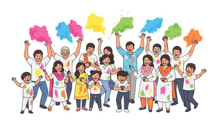 Fototapeta premium Joyful Holi Celebration Throwing Gulal Powder