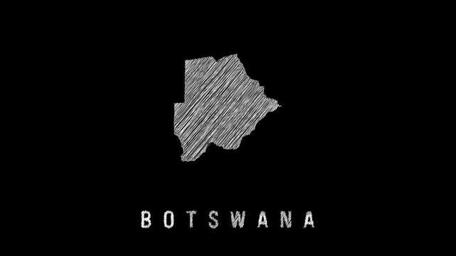 Botswana map revealing in a scribble animation