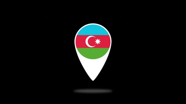 Bouncing azerbaijan flag map pin animation