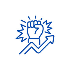 Obraz premium A fist raised with an arrow pointing upwards icon isolated on transparent background