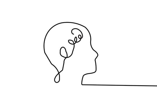 vector illustration of a man had, 
One line drawing Vector 