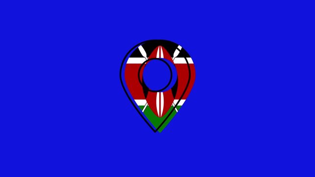 National flag of kenya location pin animation