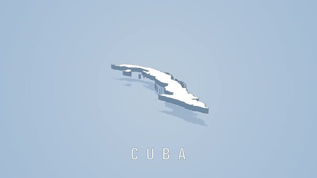 Cuba country 3d map rotating in minimalist style