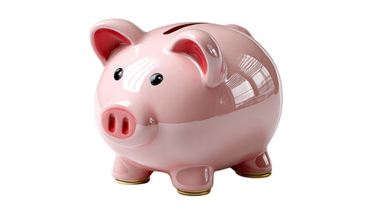 Piggy Bank: A classic pink piggy bank, embodying the concept of saving and financial prudence, sits poised to accept coins.