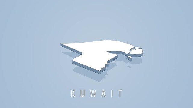 Kuwait 3d map rotating in a minimalistic animation