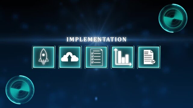 IMPLEMENTATION, concept. Business, Technology, Internet and networking concept. 4k
