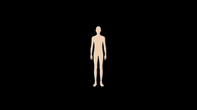 Human figure materializing from digital particles