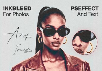 Ink Bleed Photo & Text Effect Mockup