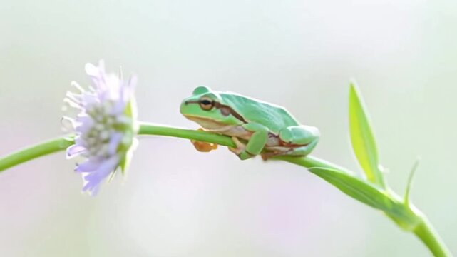 Baby-Frosch im hellen Bl&uuml;tennebel