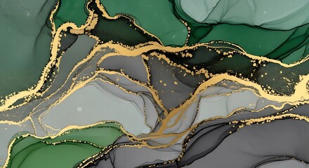 Emerald and Gold Abstract Art - A Luxurious Fluid Painting.