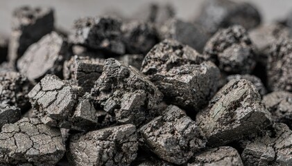 Medium shot capturing coarse polymer crumb texture with large rugged synthetic rubber particles exhibiting a rough tactile postcoagulation appearance.