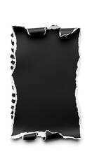 Torn Black Paper - Abstract Texture with Ripped Edges on White Background.