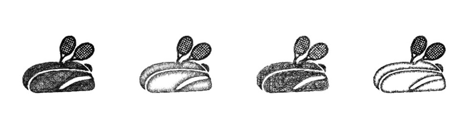 Obraz premium Sketch tennis bag icon design set