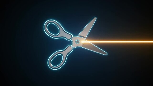 Cost Optimization Animation with Glass Scissors Cutting Expense Line for Corporate Budget Reduction Strategy