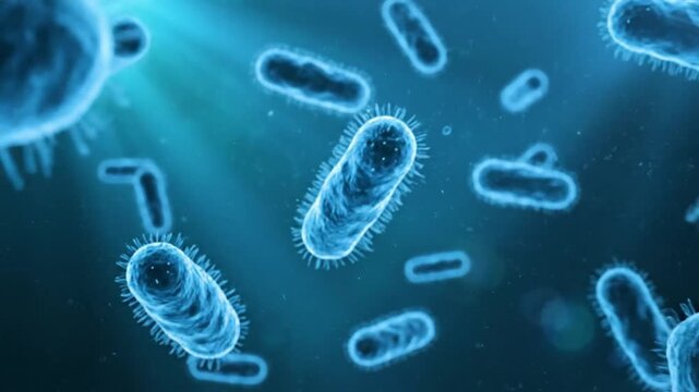 Pseudomonas aeruginosa bacteria microscopic view animation. 4K Video