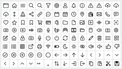 Set of 100 Minimalist Outline UI UX Vector Icons © FahimAbrar