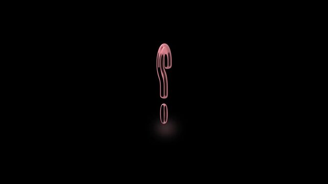 Pink 3D Question Mark with Soft Glow on animated Black Background symbol punctuation