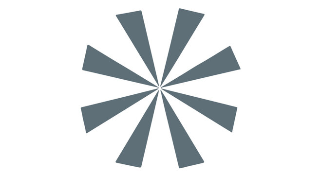 Grey abstract geometric shape with radiating grey sectors on Transparent Background, a modern design element or symbol