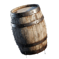 Fototapeta premium Wooden Barrel Isolated on Transparent Background PNG