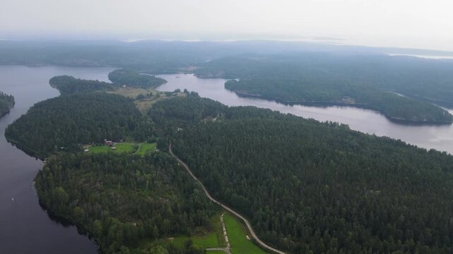 Karelia, green forest and clear water lake, Lake Onega in Russia, Unmanned Aerial Vehicle, Lake Onega