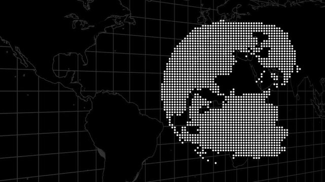 Dotted World Map with Grid Overlay and Abstract Circular Pattern globe earth animated