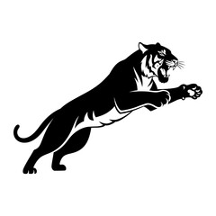 A black and white image of a running tiger © Adde