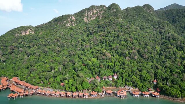 Aerial view on Pantai Kok Langkawi island, Malaysia.