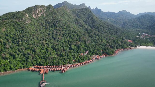 Aerial view on Pantai Kok Langkawi island, Malaysia.
