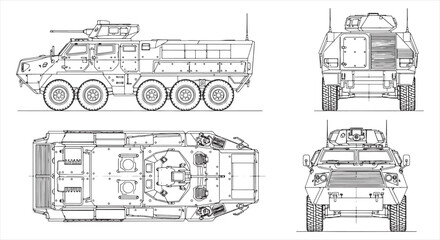 Military Tank Blueprint – Armored Vehicle Engineering CAD Technical Drawing © RNB DESIGN