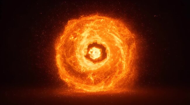 Blazing inferno orb emanating intense heat in a cosmic dimension scene