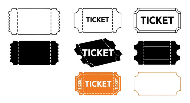 Collection of assorted ticket designs and templates for events.