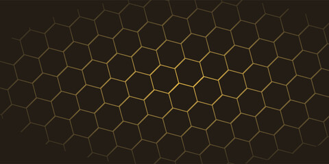 Obraz premium Hexagon technology black and gold colored honeycomb abstract background. Eps10