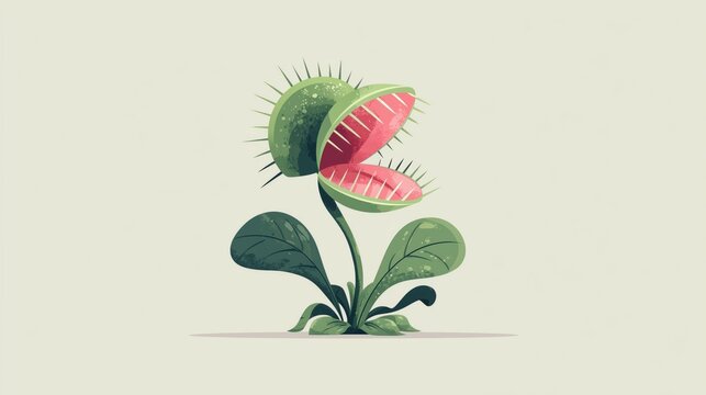 cartoon venus flytrap vector illustration playful modern flat style
