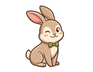 Obraz premium Cute Winking Rabbit Cartoon Character Vector Illustration