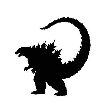 Silhouette of Godzilla, the King of Monsters, with iconic dorsal fins