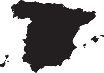 Fototapeta premium Minimalist map of spain and balearic islands isolated on white background, Vector, illustration
