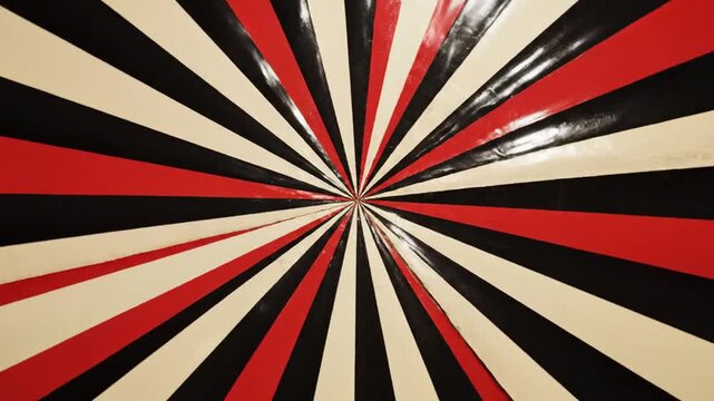 Red with black, and white radial pattern.