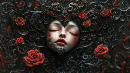 wampir, kobieta, serce, walentynki, mroczny, 