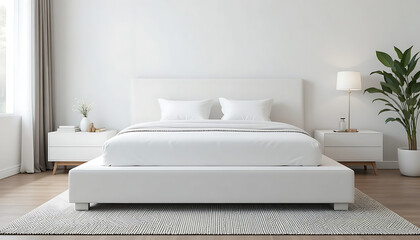 Modern bedroom with white bed and elegant nightstands