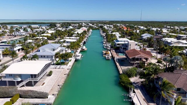 low aerial pullout along canal in islamorada florida