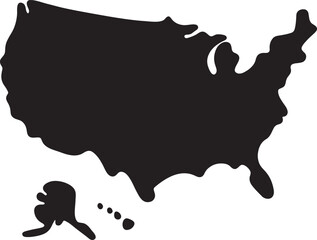 Minimalist silhouette of usa with traveling elephant isolated on white background, Vector, illustration