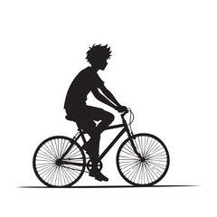 Obraz premium Boy Riding Bicycle Silhouette Vector Illustration Cycling Outdoor Lifestyle Anime Style Character